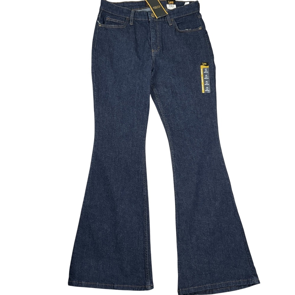 Lee Legendary Flare Jeans Women 12 Dark Blue Disco Soft Comfort Stretch‎ Denim